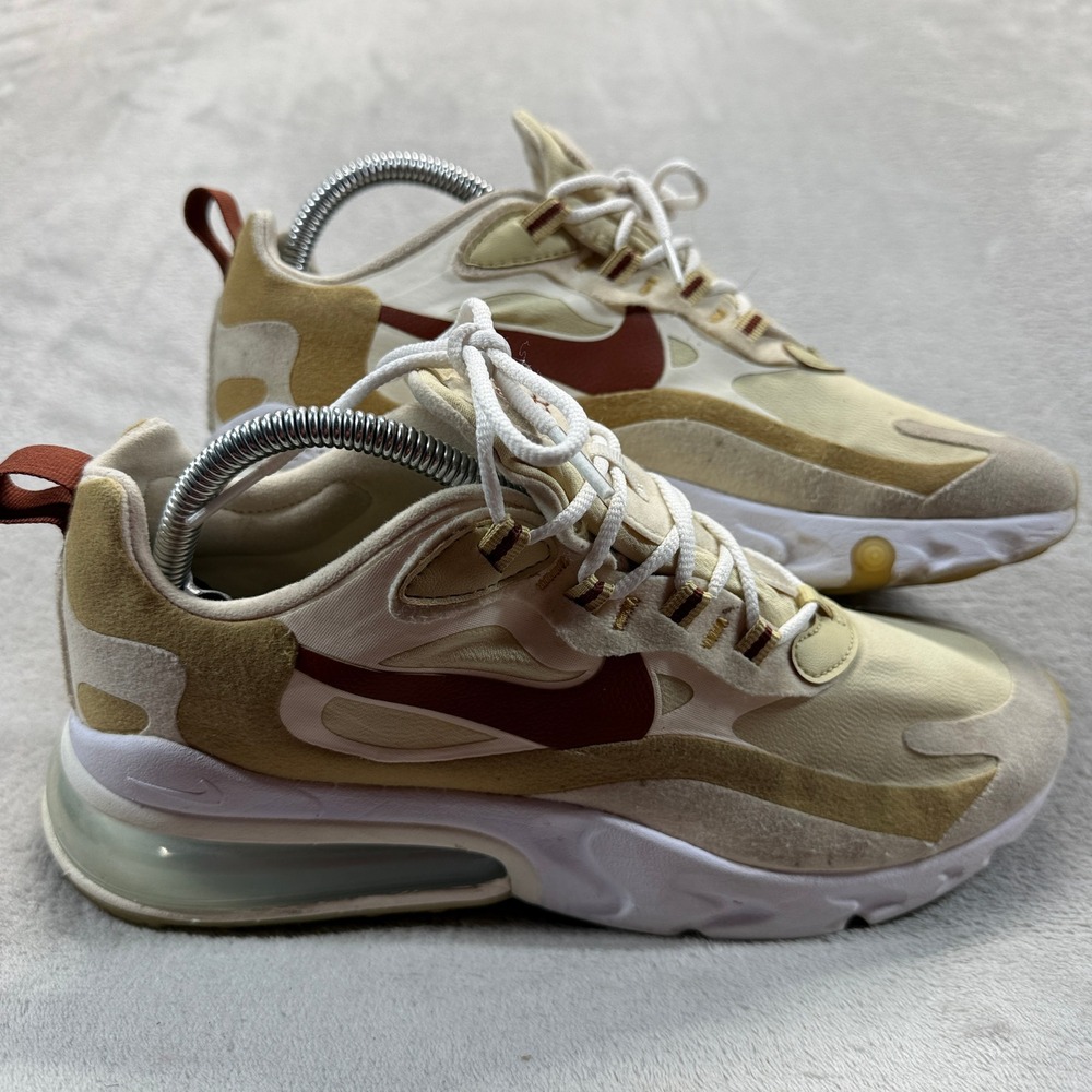 Nike Shoes Women's 8 Air Max 270 React Tan Burgundy AT6174-700 Athletic Sneakers
